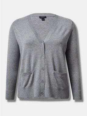 Torrid Everyday Soft V-Neck Pocket Cardigan Sweater Heather Gray Plus Size 5X